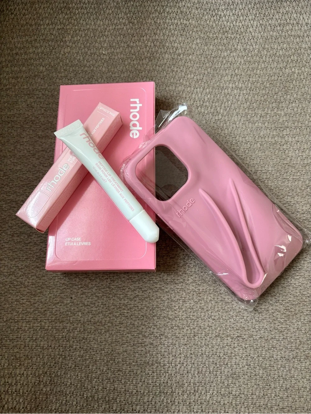 Rhode Lip Case iPhone 15 Pro Max Ribbon+Peptide Lip Treatment Vanilla Cake NEW